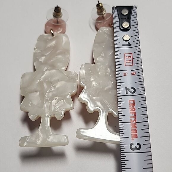 Acrylic Champane Glass Celebration Earrings With Bow Bachelorette Wedding Party - Picture 4 of 4